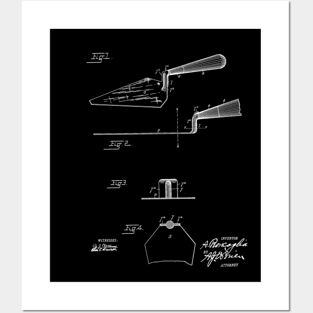 mason’s trowel Vintage Patent Hand Drawing Wall Art by TheYoungDesigns